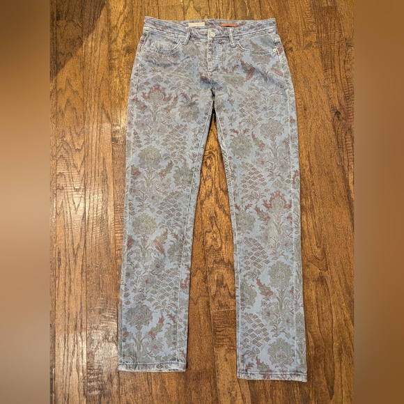 Anthropologie The Slim Boyfriend Jeans by Pilcro, blue with boho print Size 26 - Picture 4 of 17